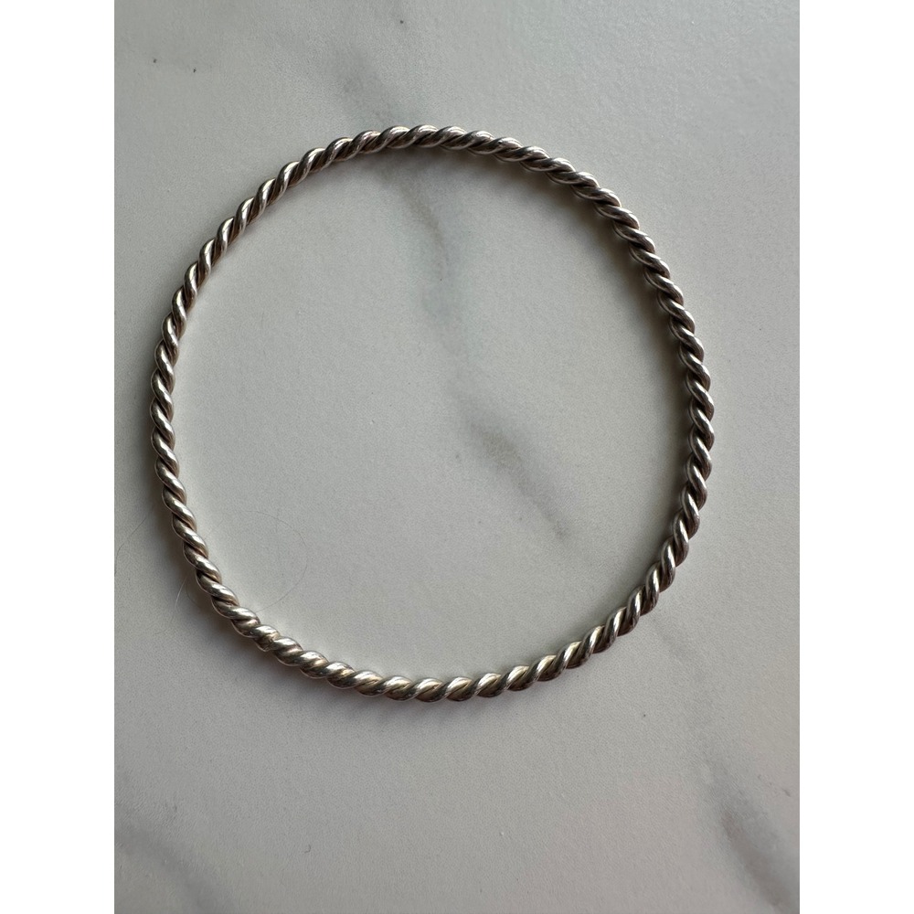 Vintage Sterling Silver Twisted Rope Bangle Bracelet 925 Solid Cable 10.2g 2.5"